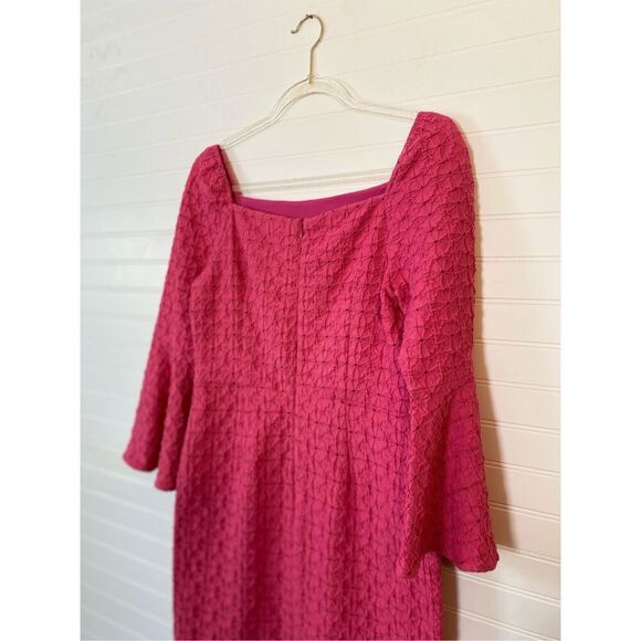 Trina Turk Pink Favor Bell Flare Sleeve Knee Length Dress Size 6 - Picture 4 of 9
